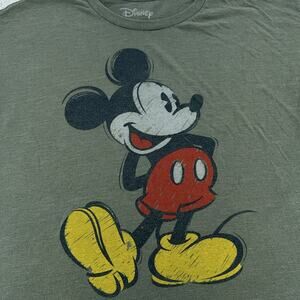 Disney Mickey Mouse Shirt Mens XL Green Graphic Tee T-Shirt Cartoon Classic